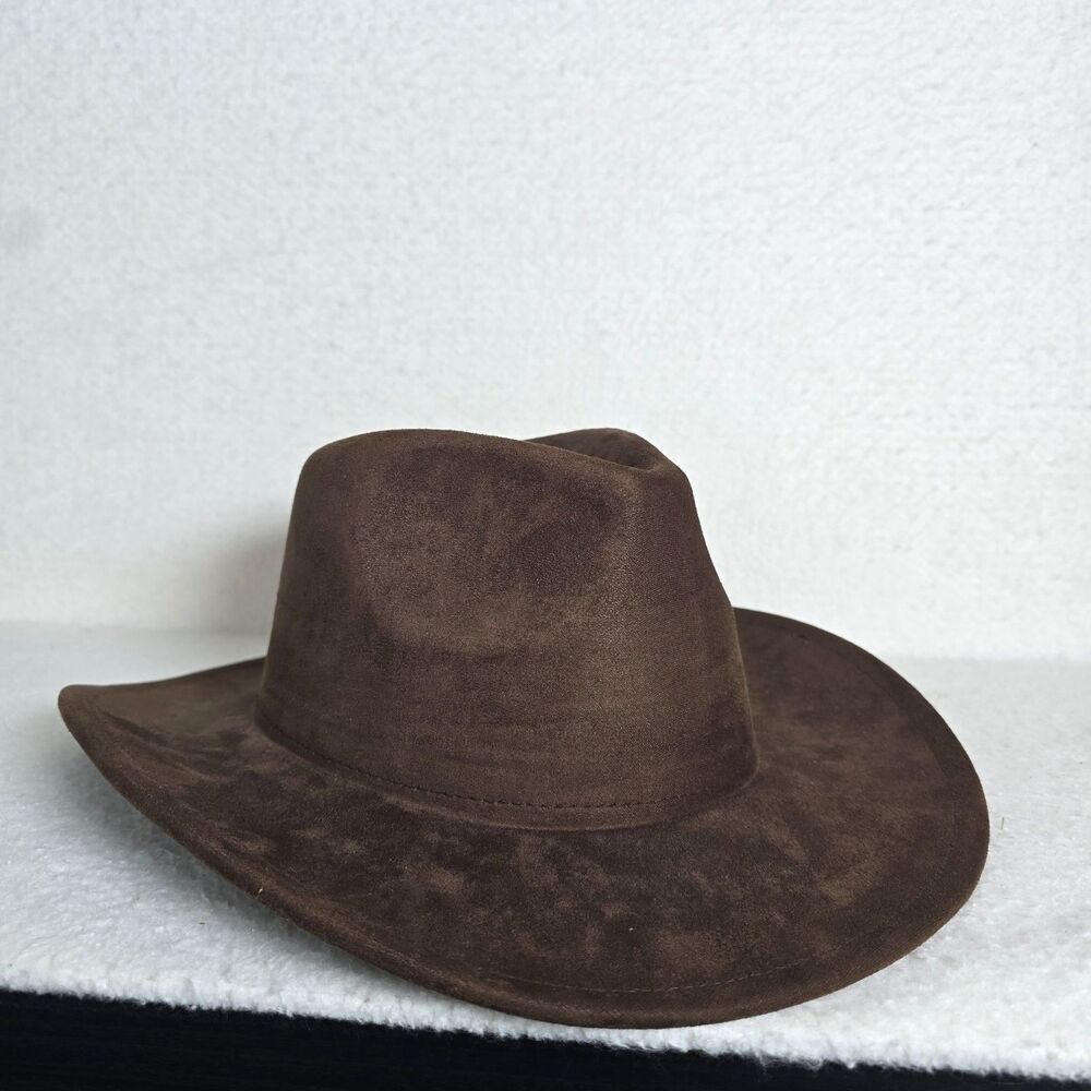 Dark Brown Faux Suede Cowboy Hat Unisex Jazz Panama Western
